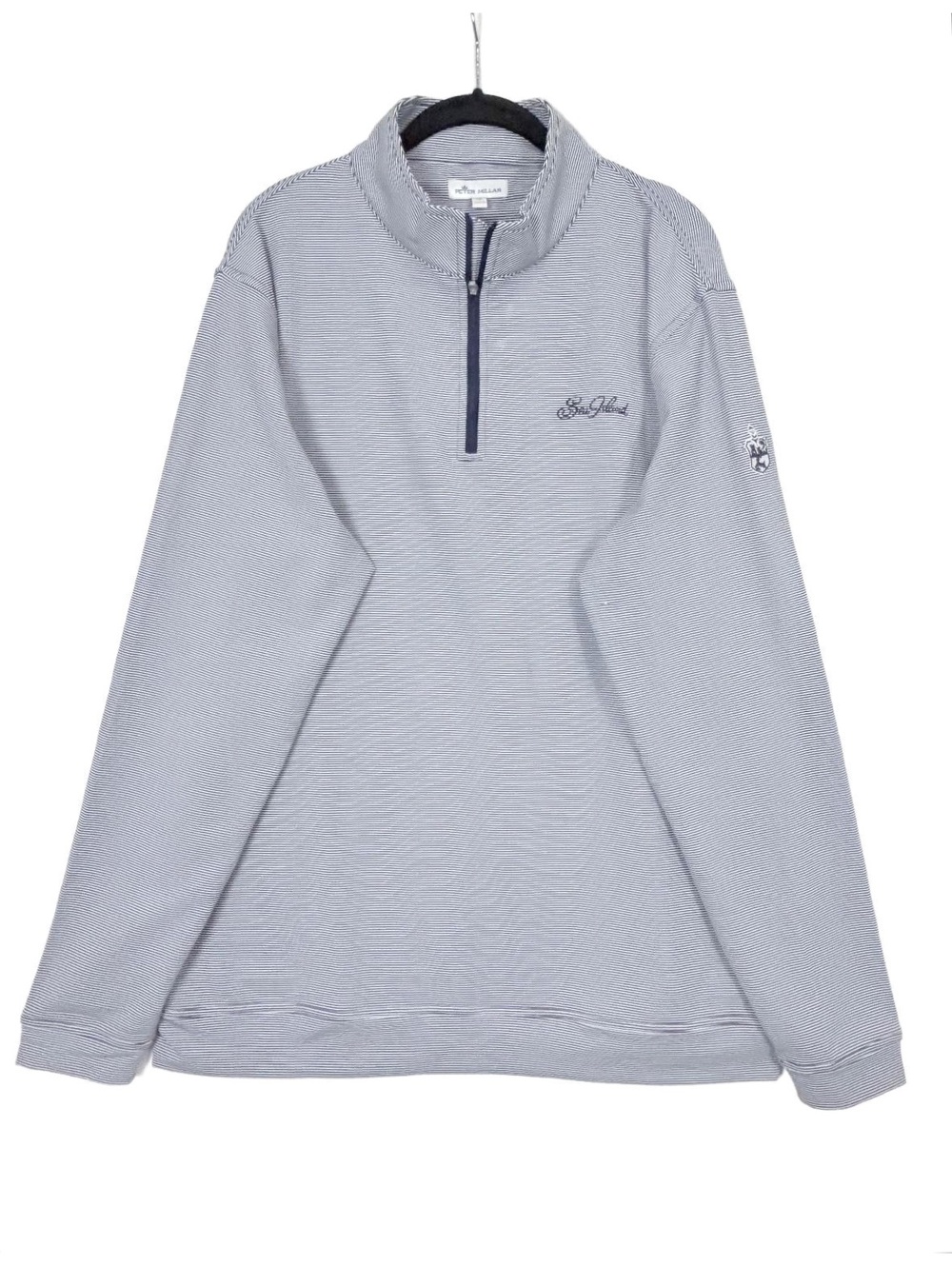 Peter Millar Perth Sea Island Stripe Performance Quarter Zip Pullover Men's XL